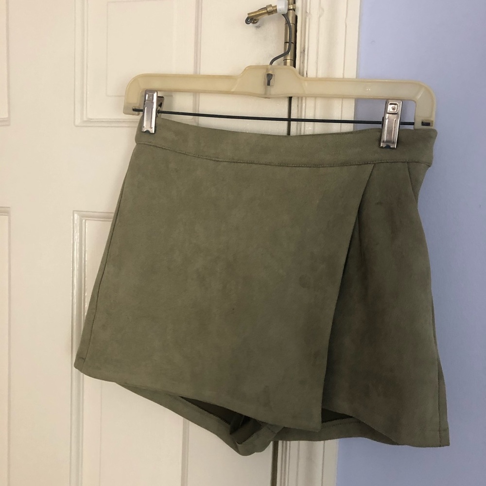 Green/olive suede skort
